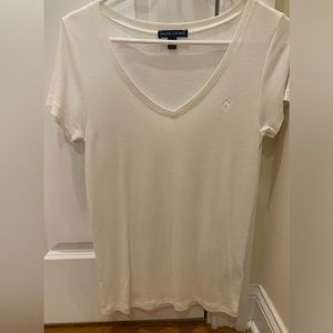 Ralph Lauren White V Neck Short Sleeve Shirt